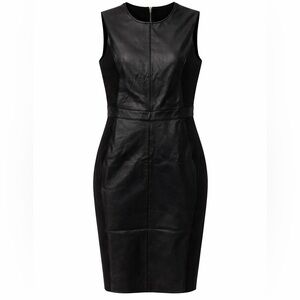 SPANX Black Leather Midi Dress